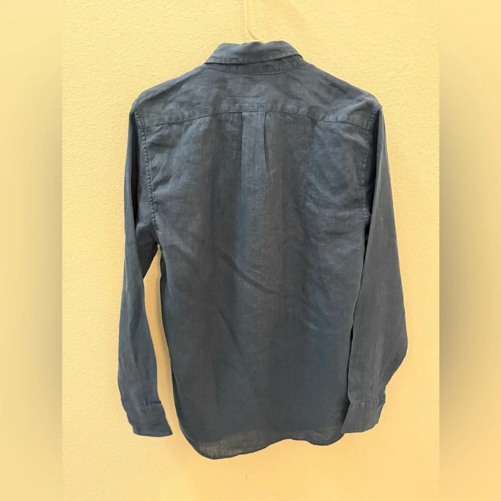 J. Crew Dark Blue Casual Button-Down Shirt Irish Linen size S